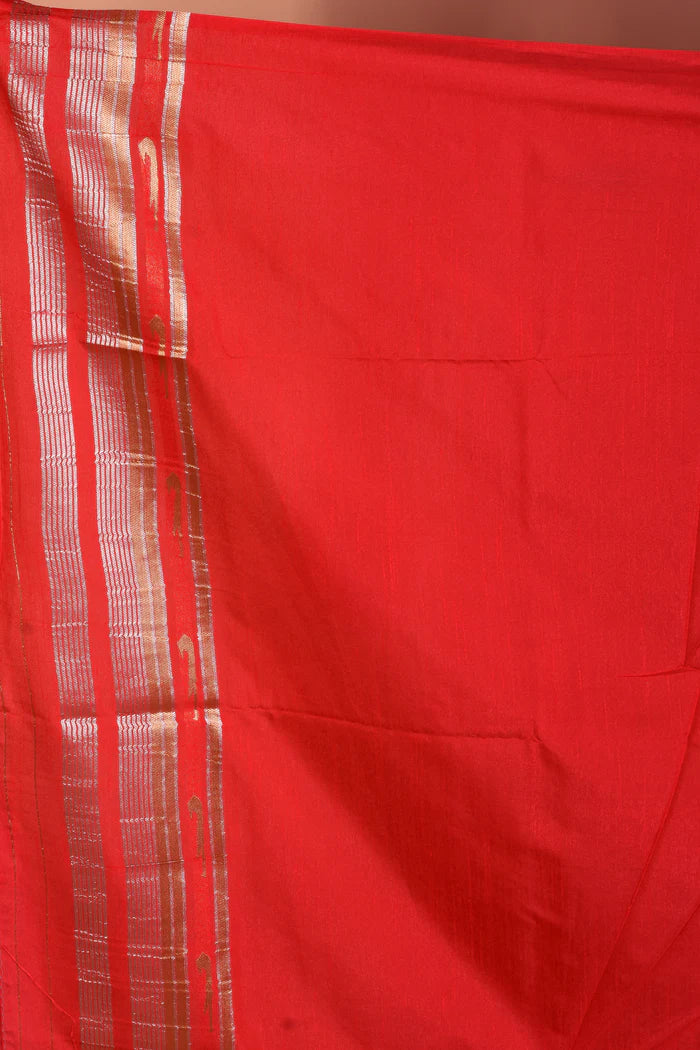 Red Dupion Silk Saree - Keya Seth Exclusive