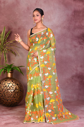 Beautiful Green Jamdani Saree - Keya Seth Exclusive