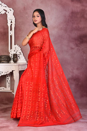 Beautiful Red Jamdani Saree - Keya Seth Exclusive