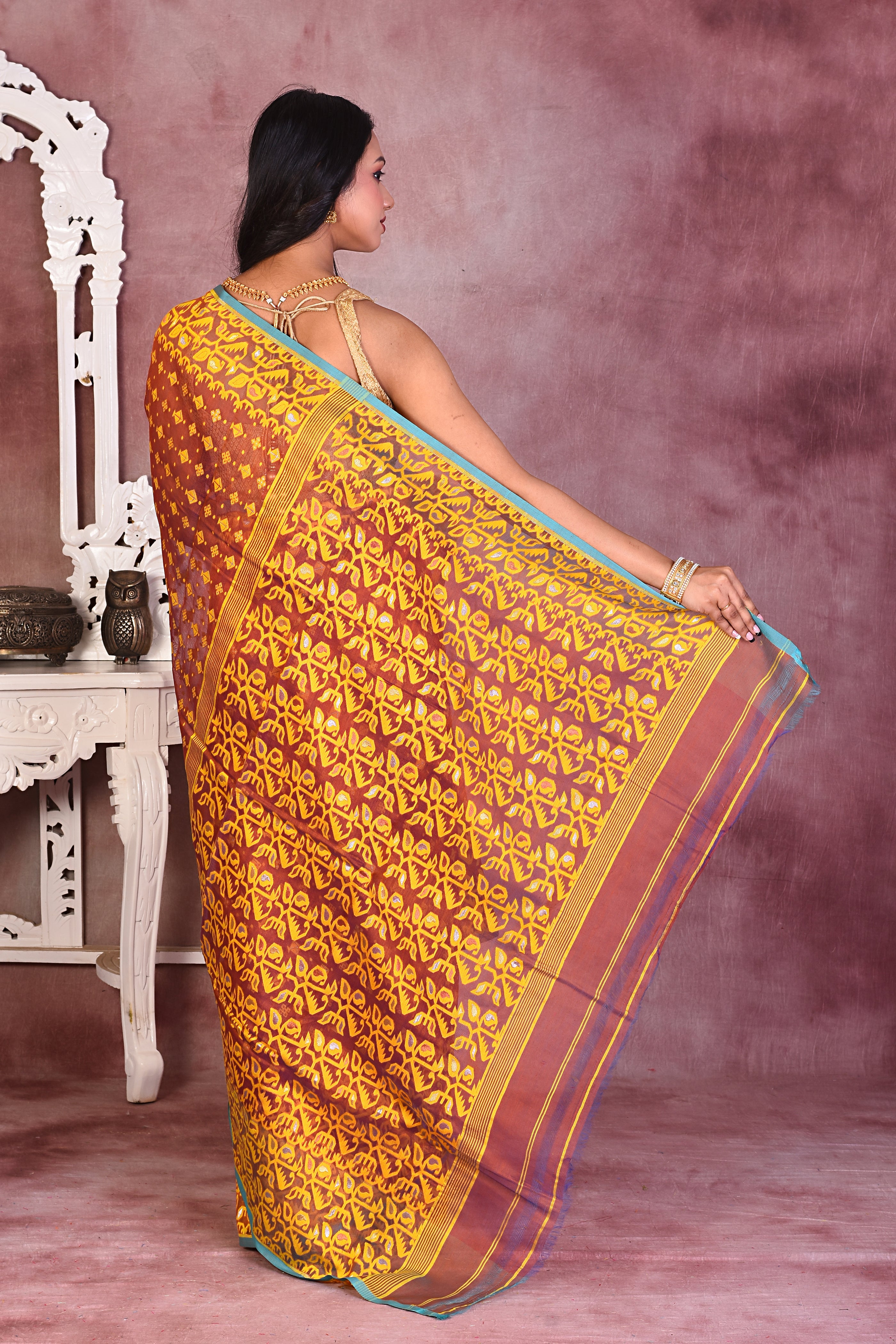 Beautiful Brown Jamdani Saree - Keya Seth Exclusive