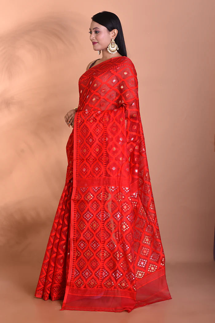 Red Jamdani Saree - Keya Seth Exclusive
