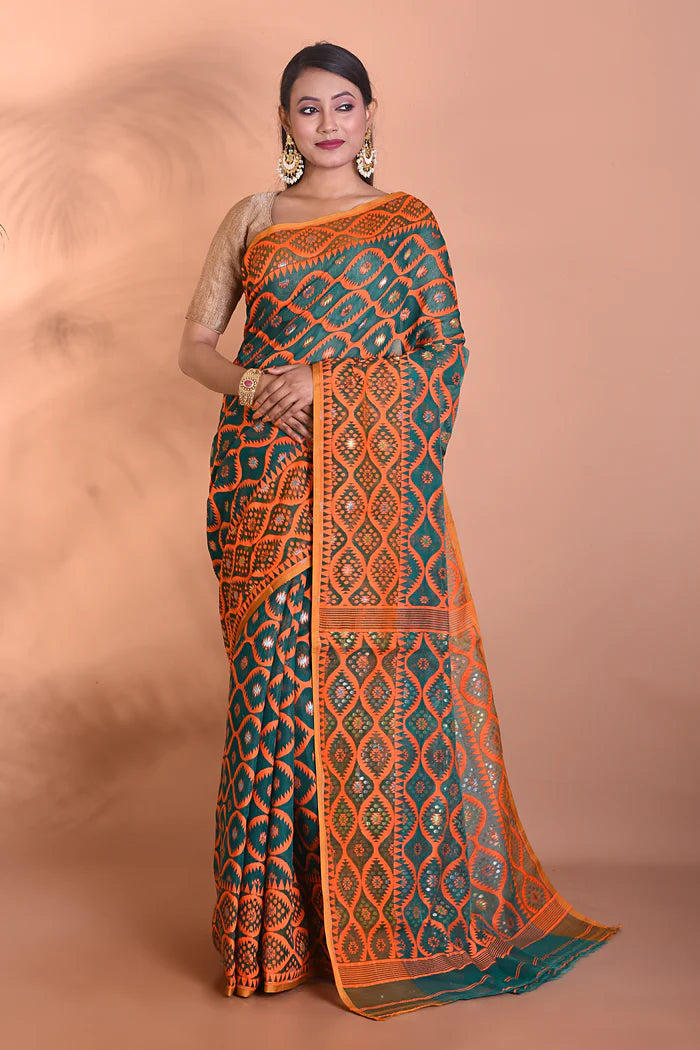 Green Jamdani Saree - Keya Seth Exclusive