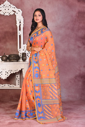 Orange Soft Jamdani Saree - Keya Seth Exclusive