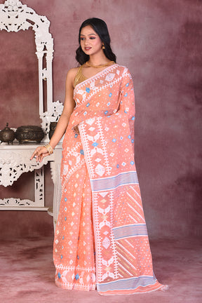 Beautiful Peach Jamdani Saree - Keya Seth Exclusive