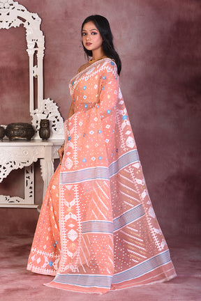 Beautiful Peach Jamdani Saree - Keya Seth Exclusive