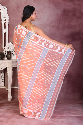 Beautiful Peach Jamdani Saree - Keya Seth Exclusive