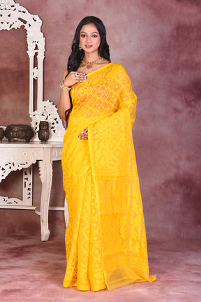 Yellow Soft Jamdani Saree - Keya Seth Exclusive