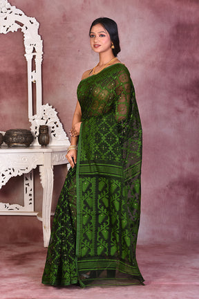 Black and Green Jamdani Saree - Keya Seth Exclusive