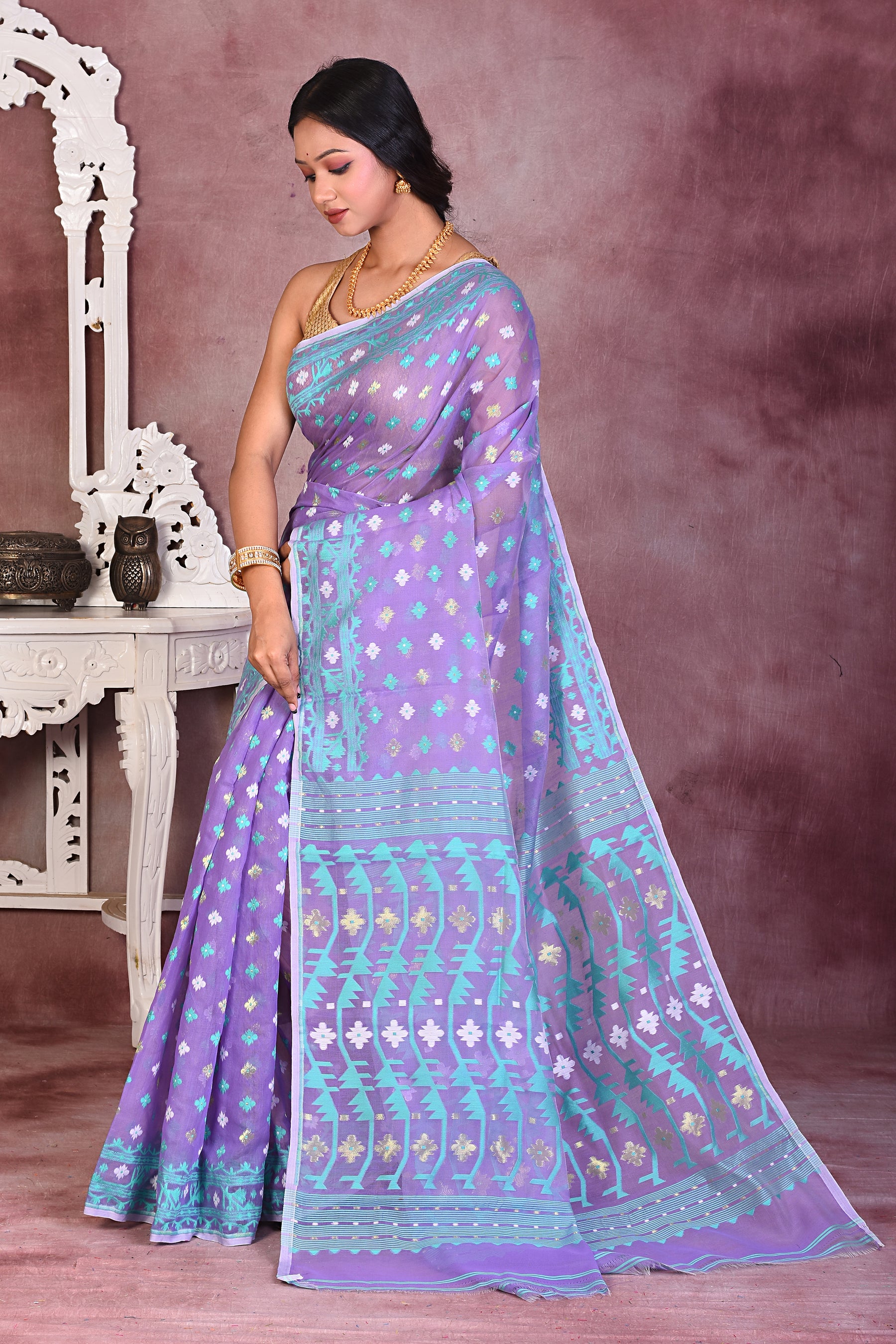 Beautiful Mauve Jamdani Saree - Keya Seth Exclusive