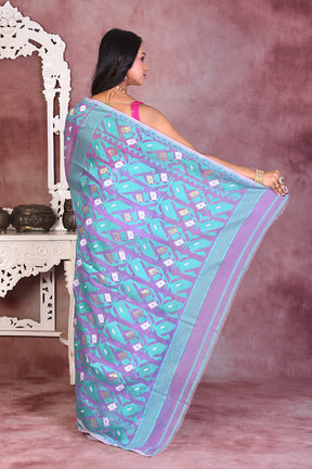 Purple & Green Soft Jamdani Saree - Keya Seth Exclusive