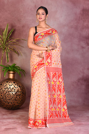 Lightweight Beige Jamdani Saree - Keya Seth Exclusive