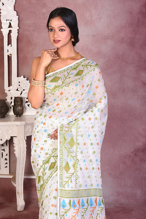 Beautiful White Jamdani Saree - Keya Seth Exclusive