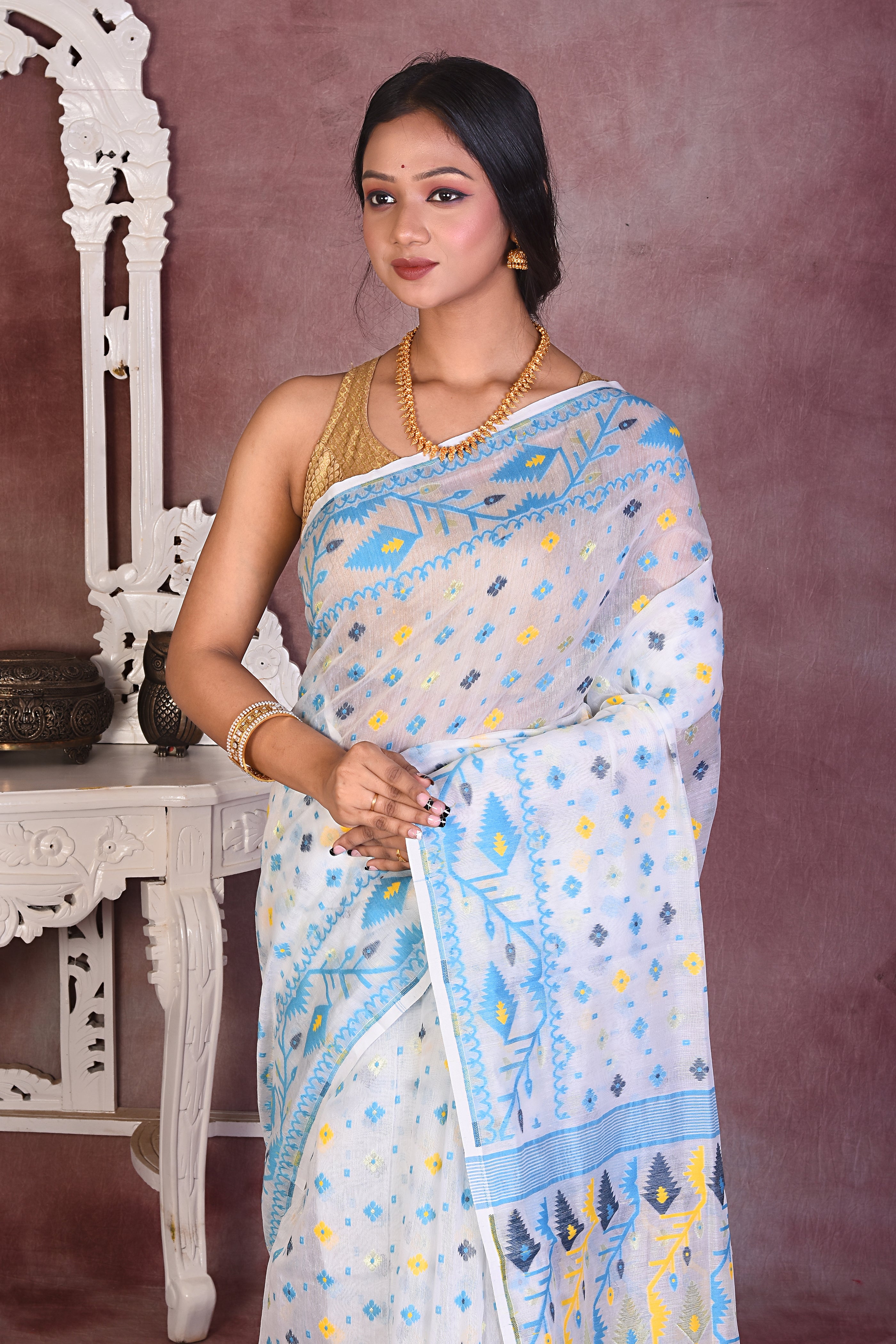 White Jamdani Saree - Keya Seth Exclusive