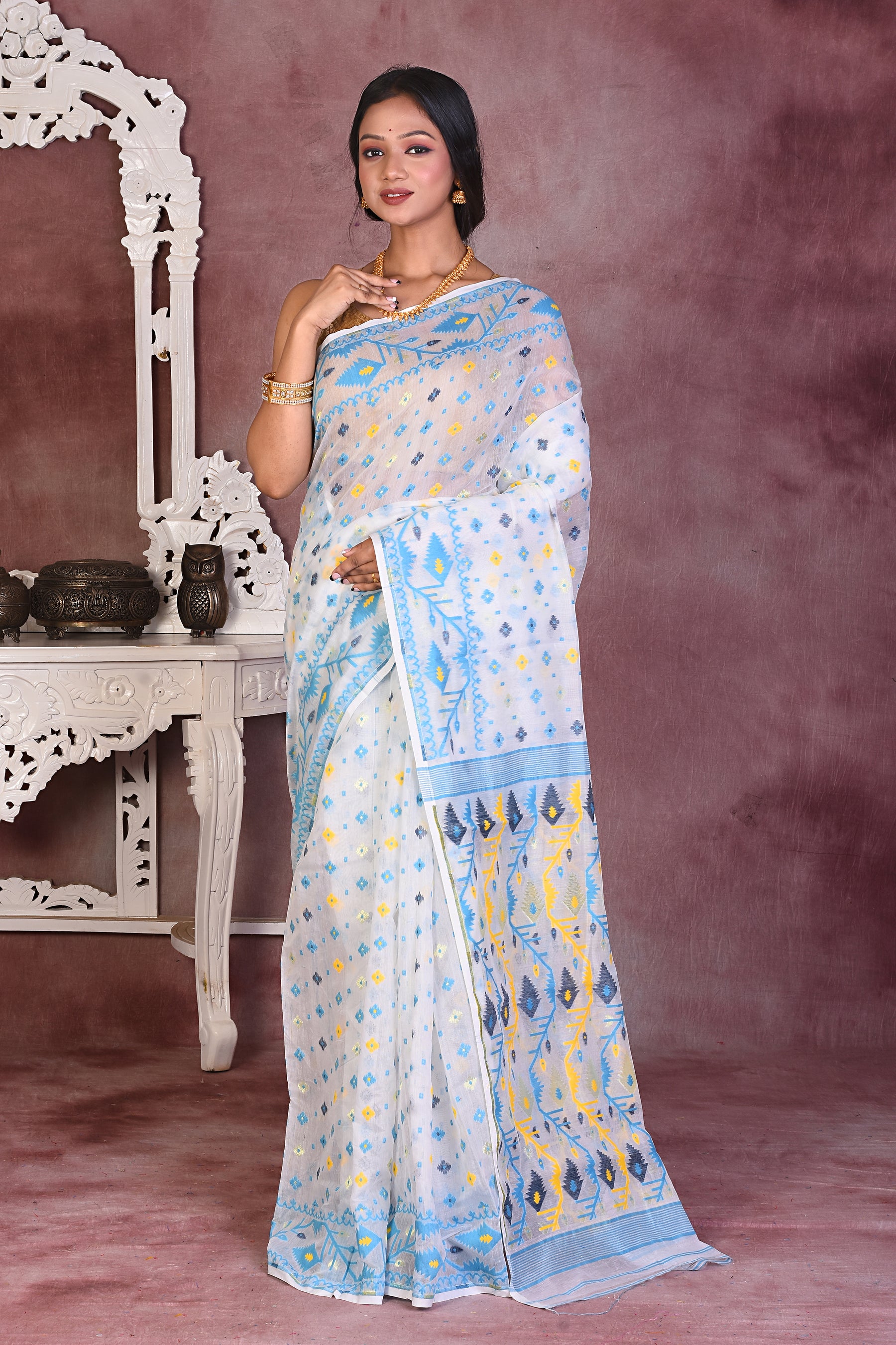 White Jamdani Saree - Keya Seth Exclusive