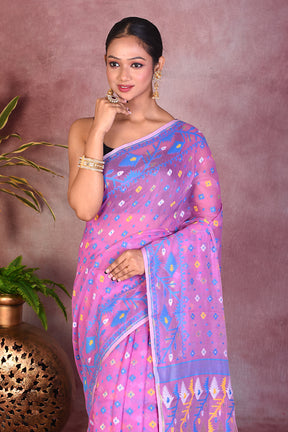 Lightweight Mauve Jamdani Saree - Keya Seth Exclusive