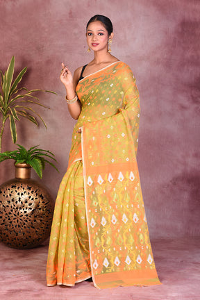 Olive Green Jamdani Saree - Keya Seth Exclusive