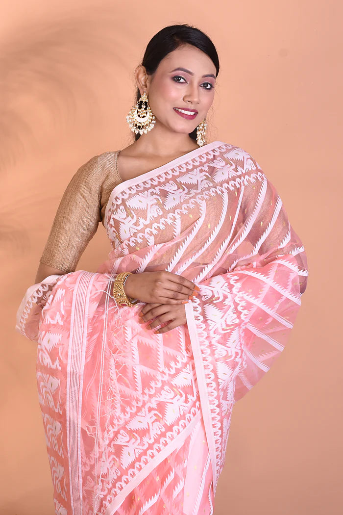 Peach Jamdani Saree - Keya Seth Exclusive