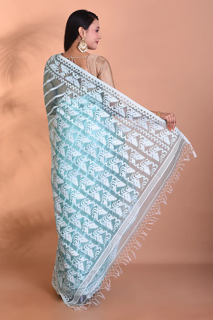 Light Green Jamdani Saree - Keya Seth Exclusive