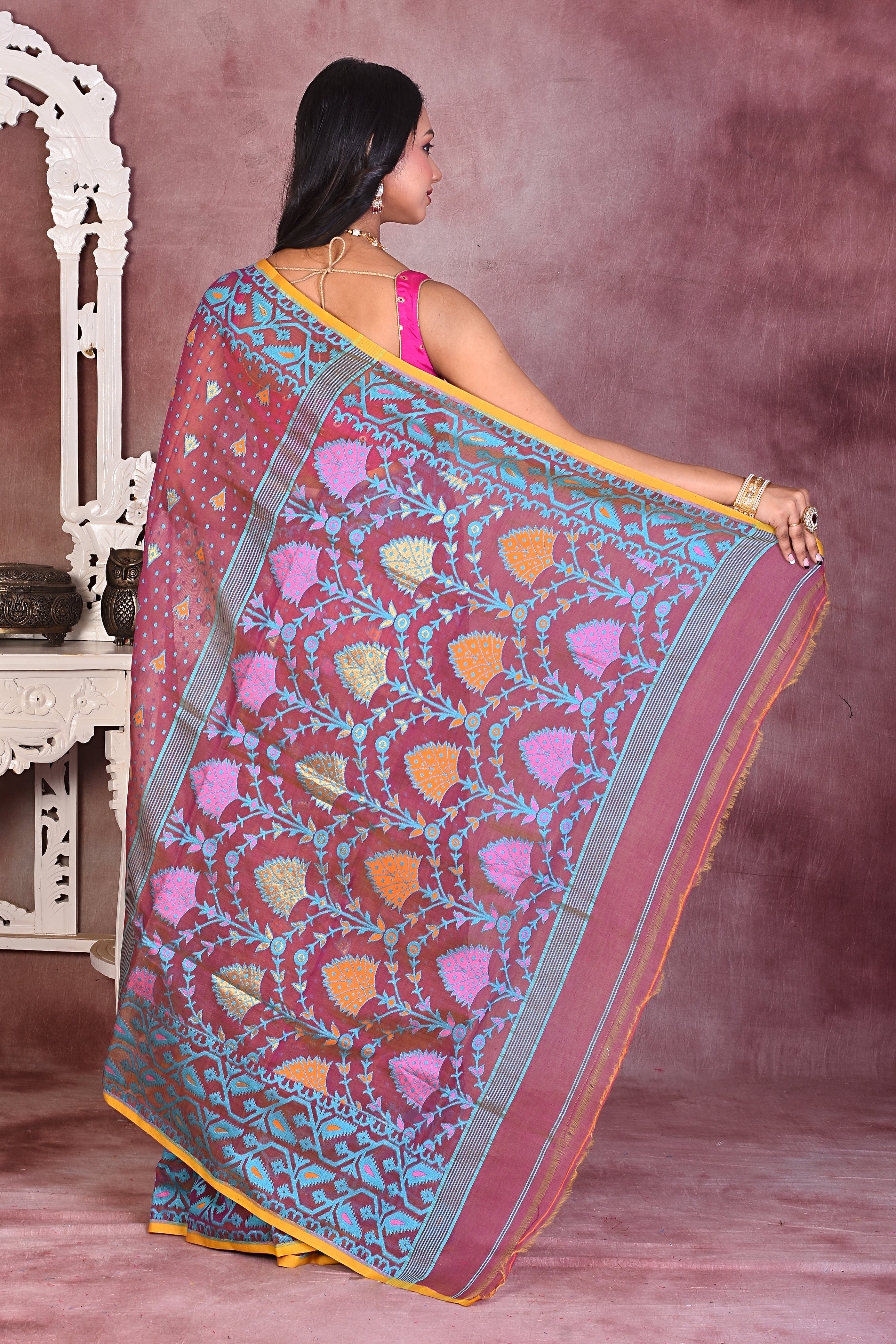 Purple Dual Tone Soft Jamdani Saree - Keya Seth Exclusive