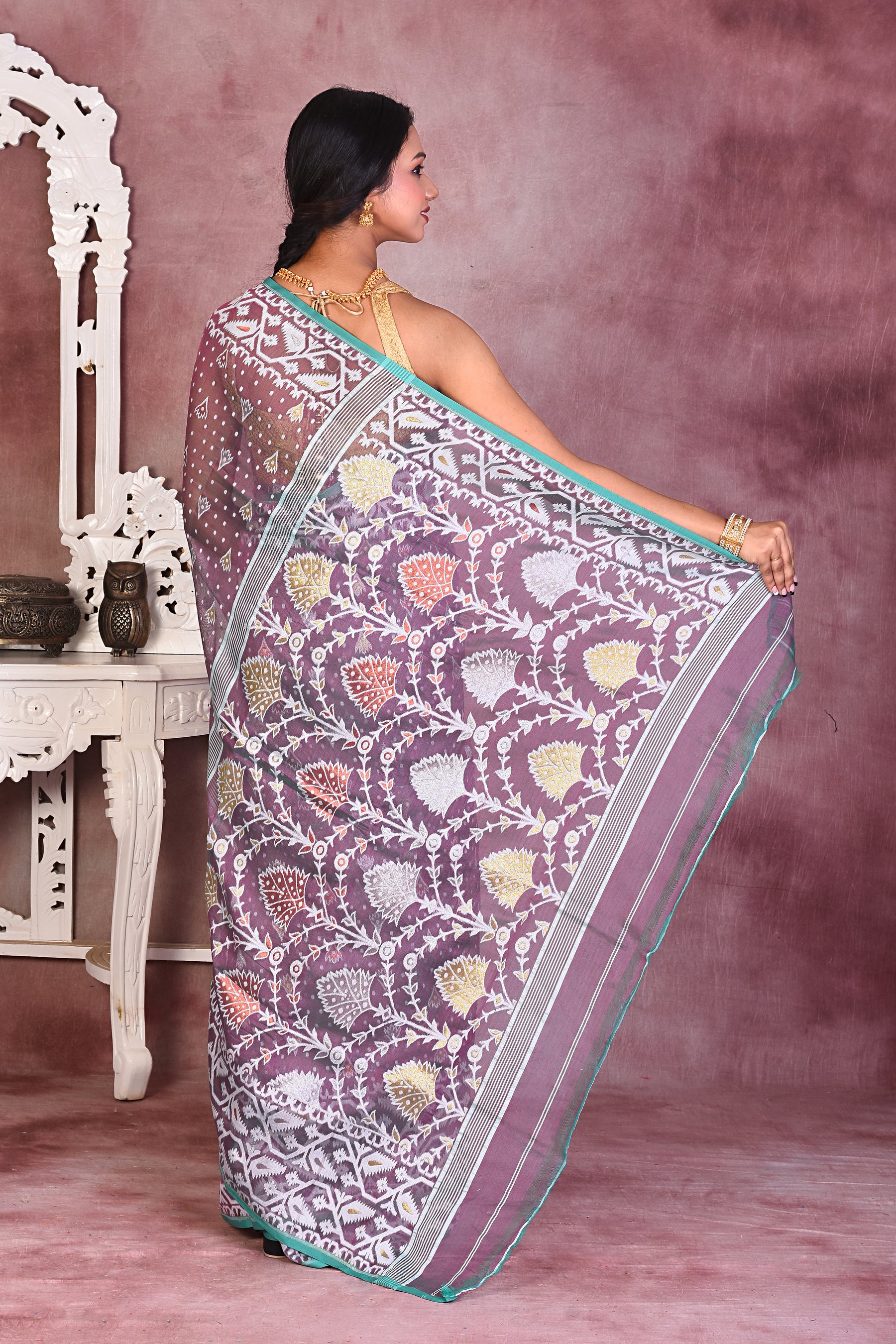 Beautiful Purple Jamdani Saree - Keya Seth Exclusive