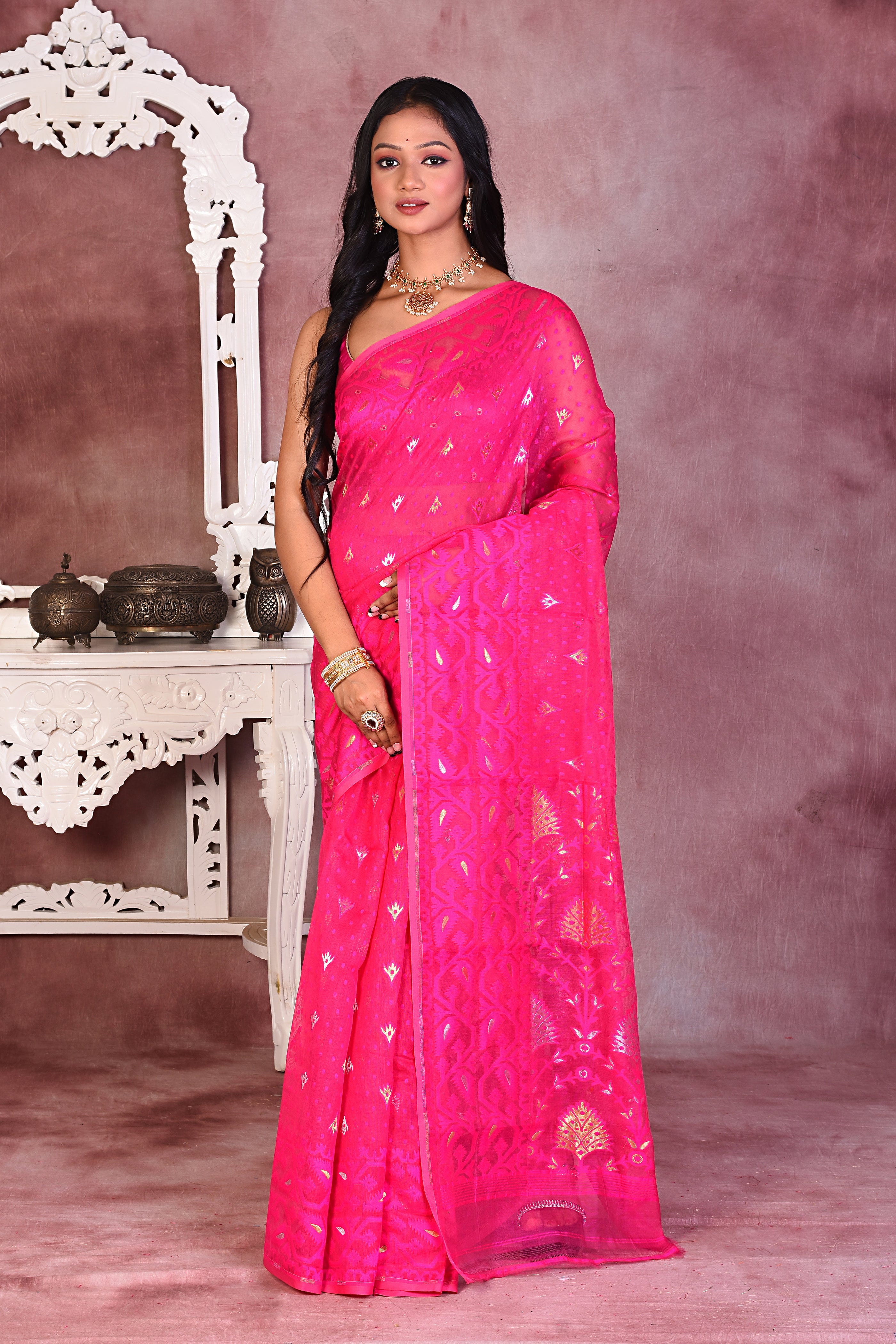 Rani Soft Jamdani Saree - Keya Seth Exclusive