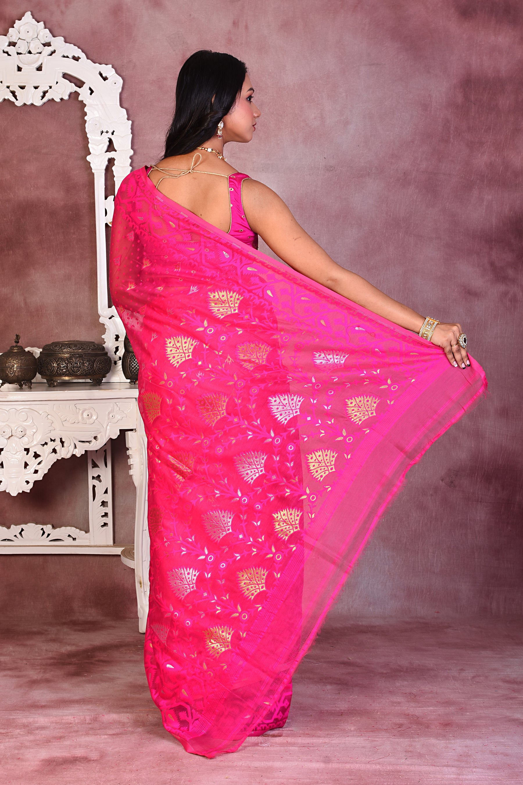 Rani Soft Jamdani Saree - Keya Seth Exclusive