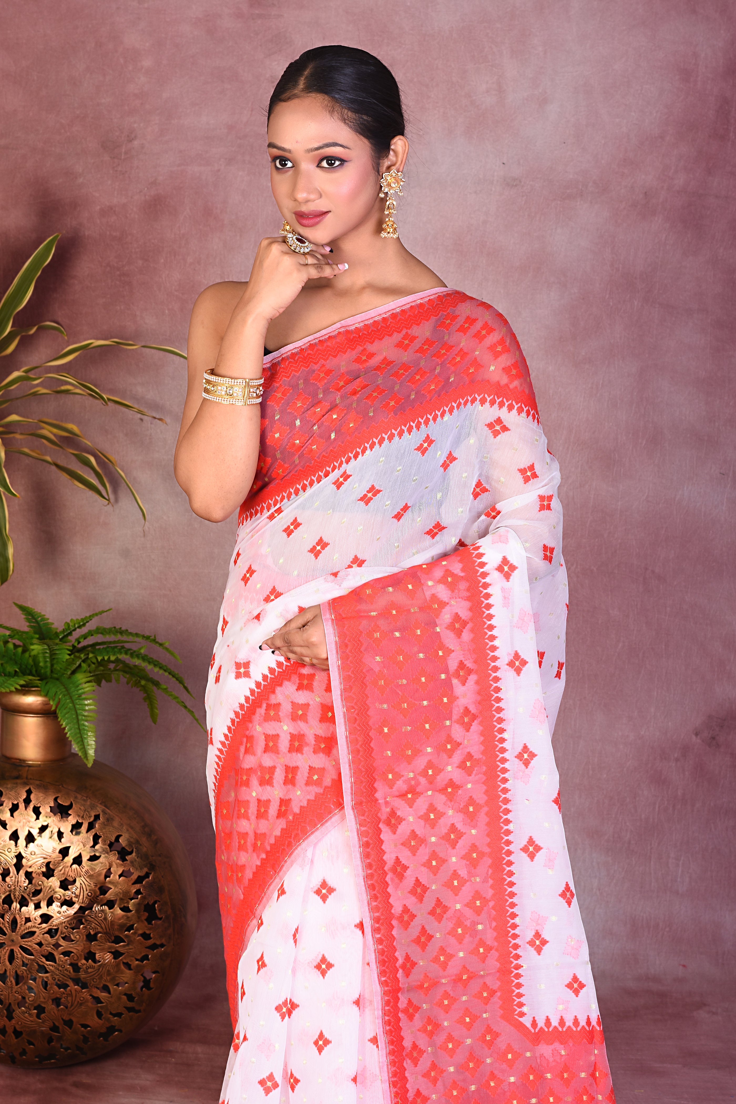 Elegant White Jamdani Saree - Keya Seth Exclusive