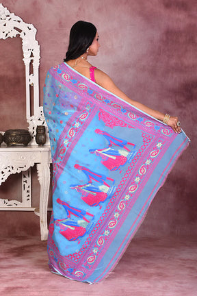 Blue Soft Jamdani Saree - Keya Seth Exclusive