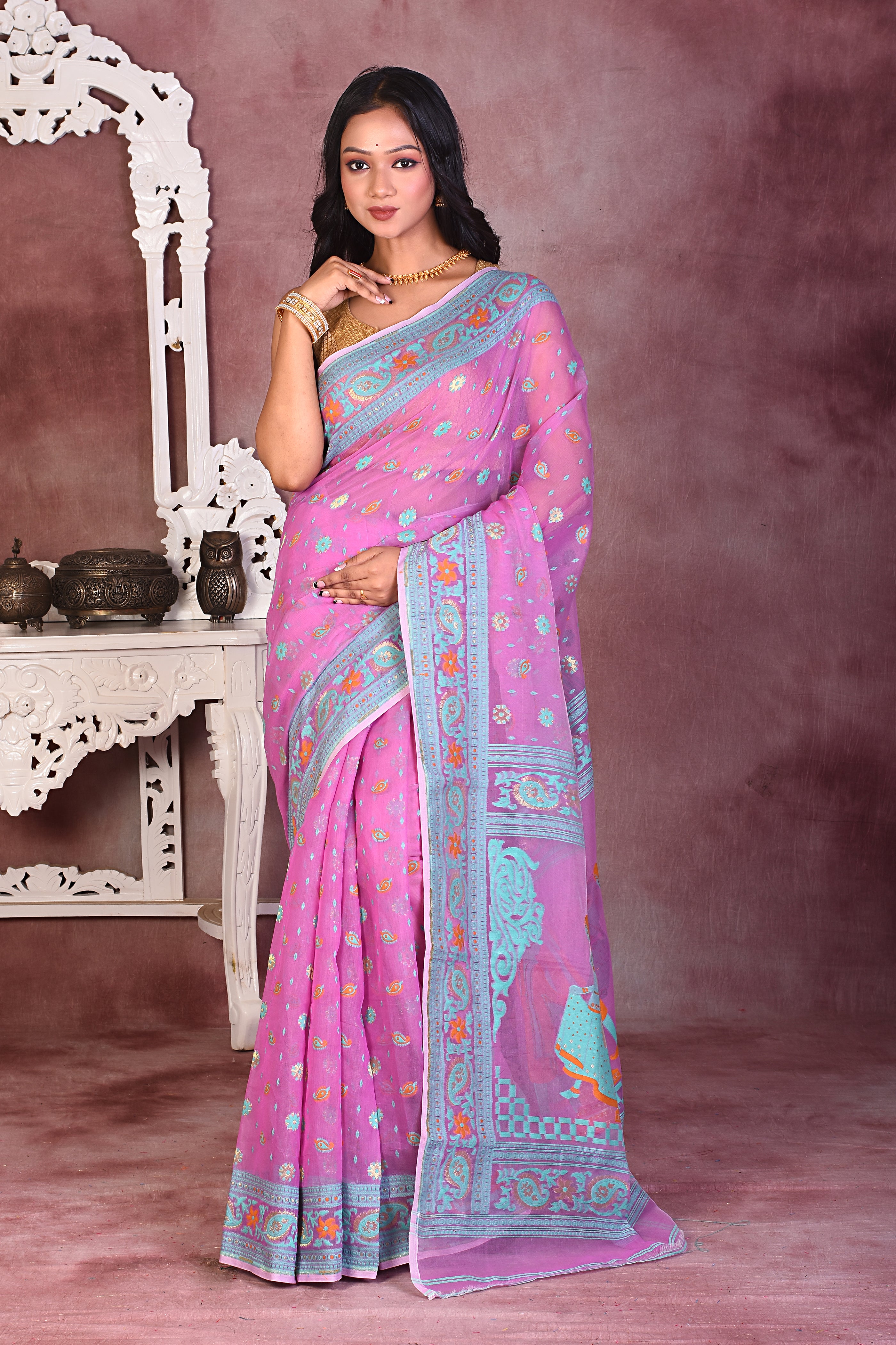 Beautiful Pink Jamdani Saree - Keya Seth Exclusive