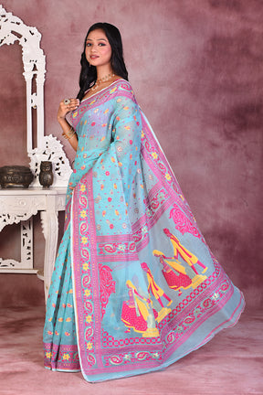 Light Blue Soft Jamdani Saree - Keya Seth Exclusive