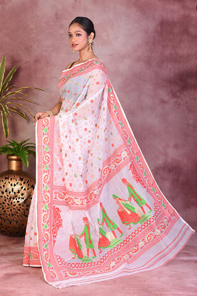 White and Red Jamdani Saree - Keya Seth Exclusive