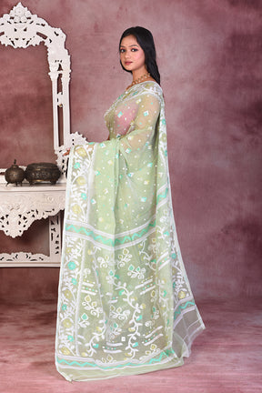 Pastel Green Soft Jamdani Saree - Keya Seth Exclusive