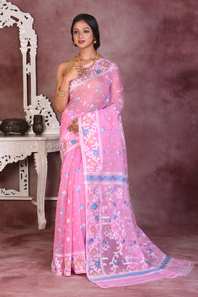 Light Pink Jamdani Saree - Keya Seth Exclusive