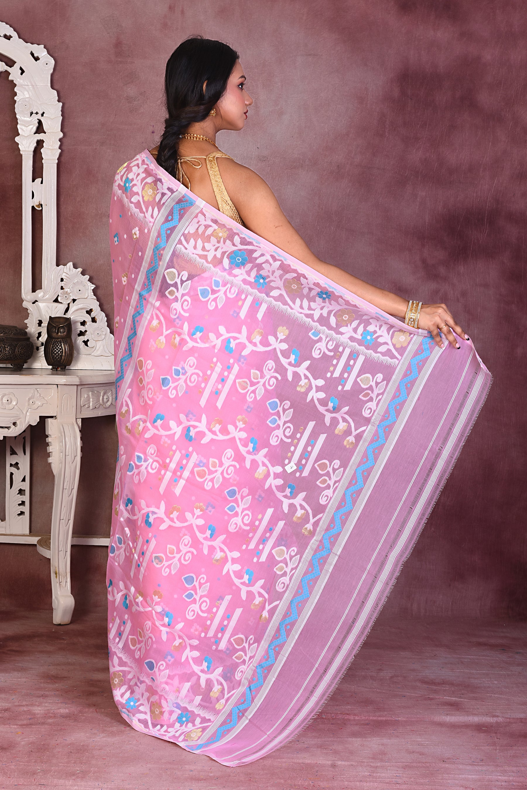 Light Pink Jamdani Saree - Keya Seth Exclusive