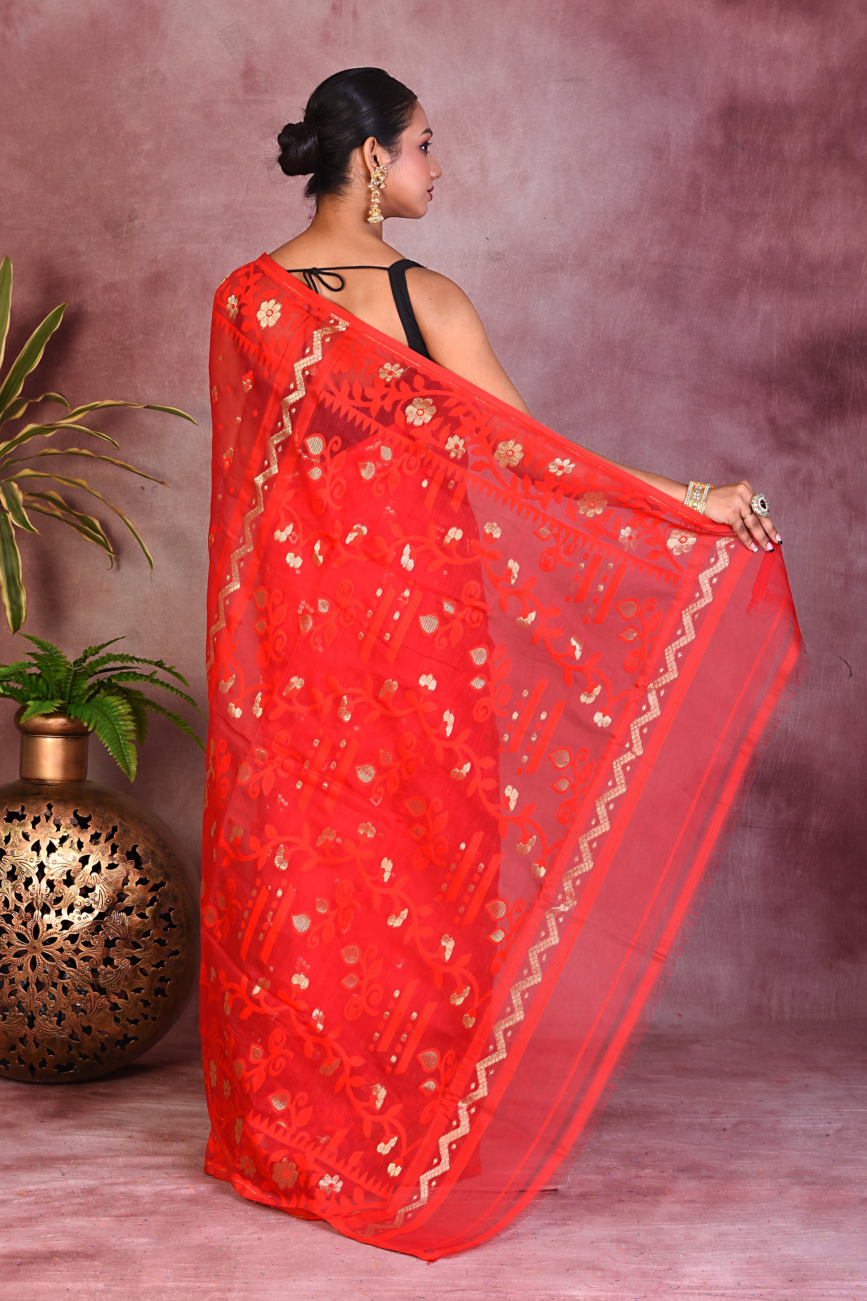 Red Jamdani Saree - Keya Seth Exclusive