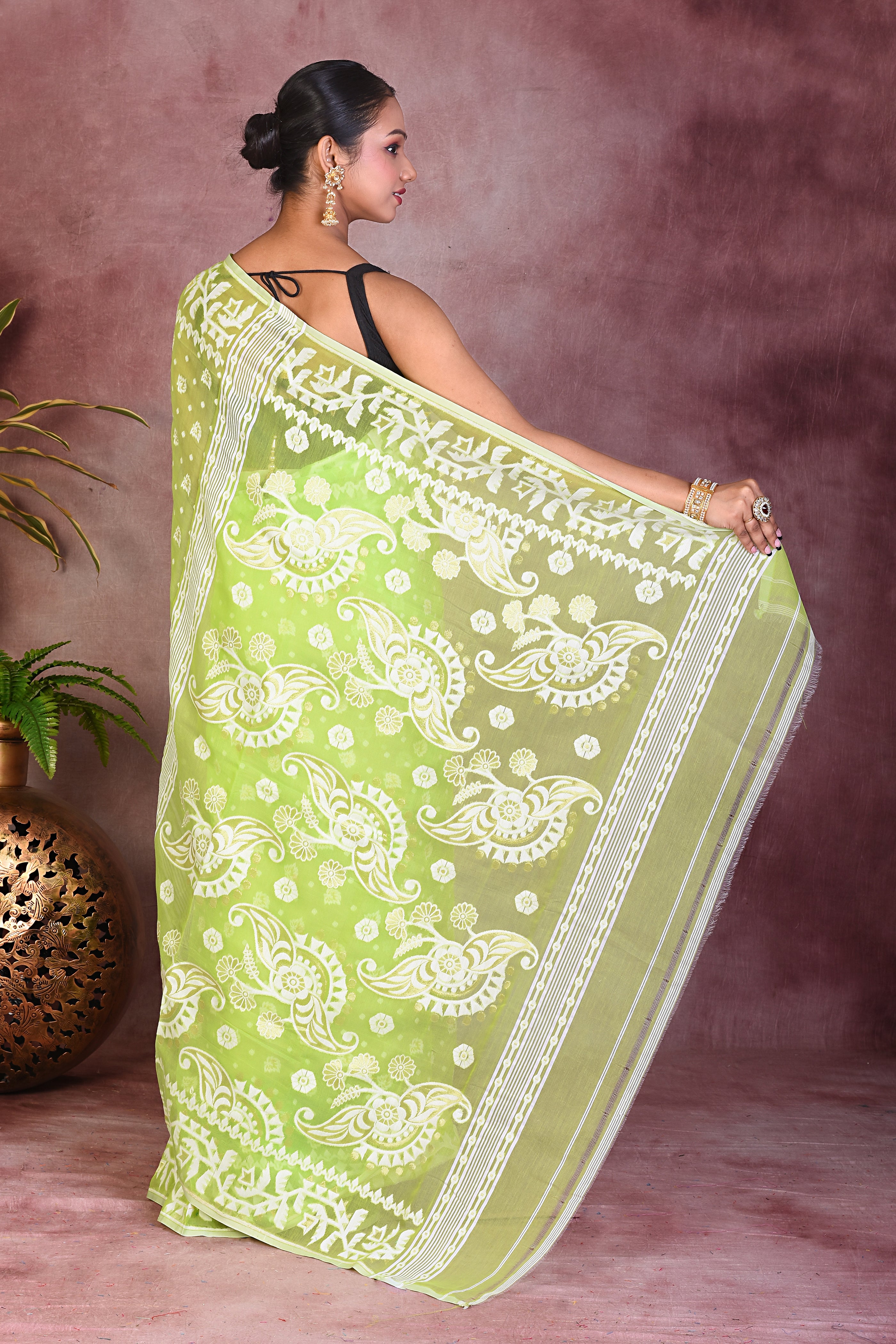 Light Green Jamdani Saree - Keya Seth Exclusive