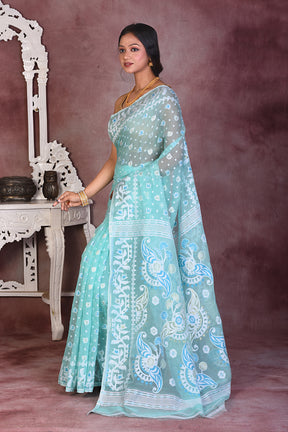 Sea Green Jamdani Saree - Keya Seth Exclusive