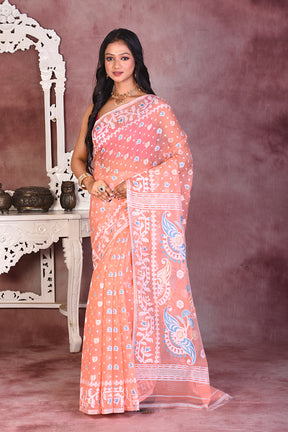 Peach Soft Jamdani Saree - Keya Seth Exclusive