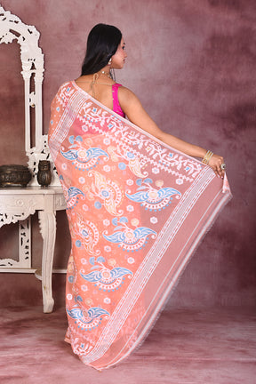 Peach Soft Jamdani Saree - Keya Seth Exclusive