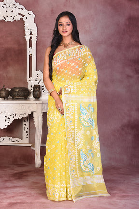 Lemon Soft Jamdani Saree - Keya Seth Exclusive