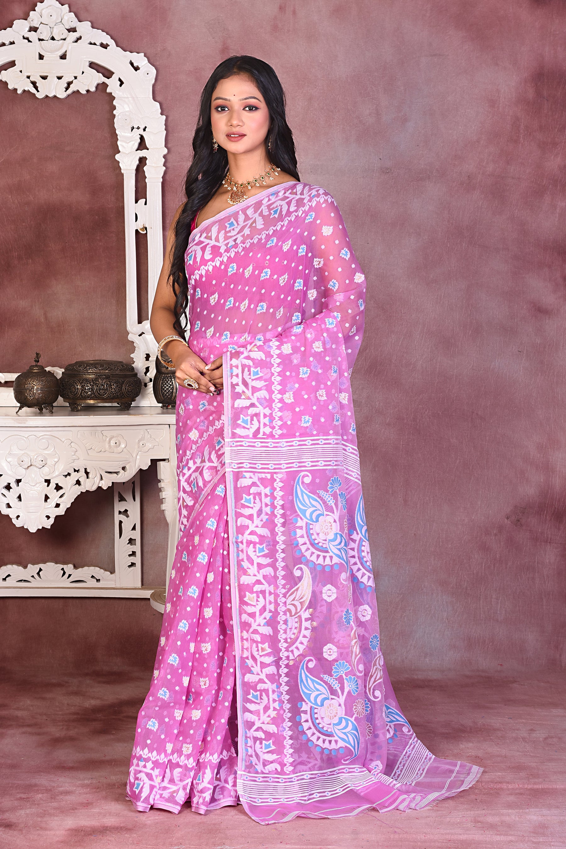 Pink Soft Jamdani Saree - Keya Seth Exclusive