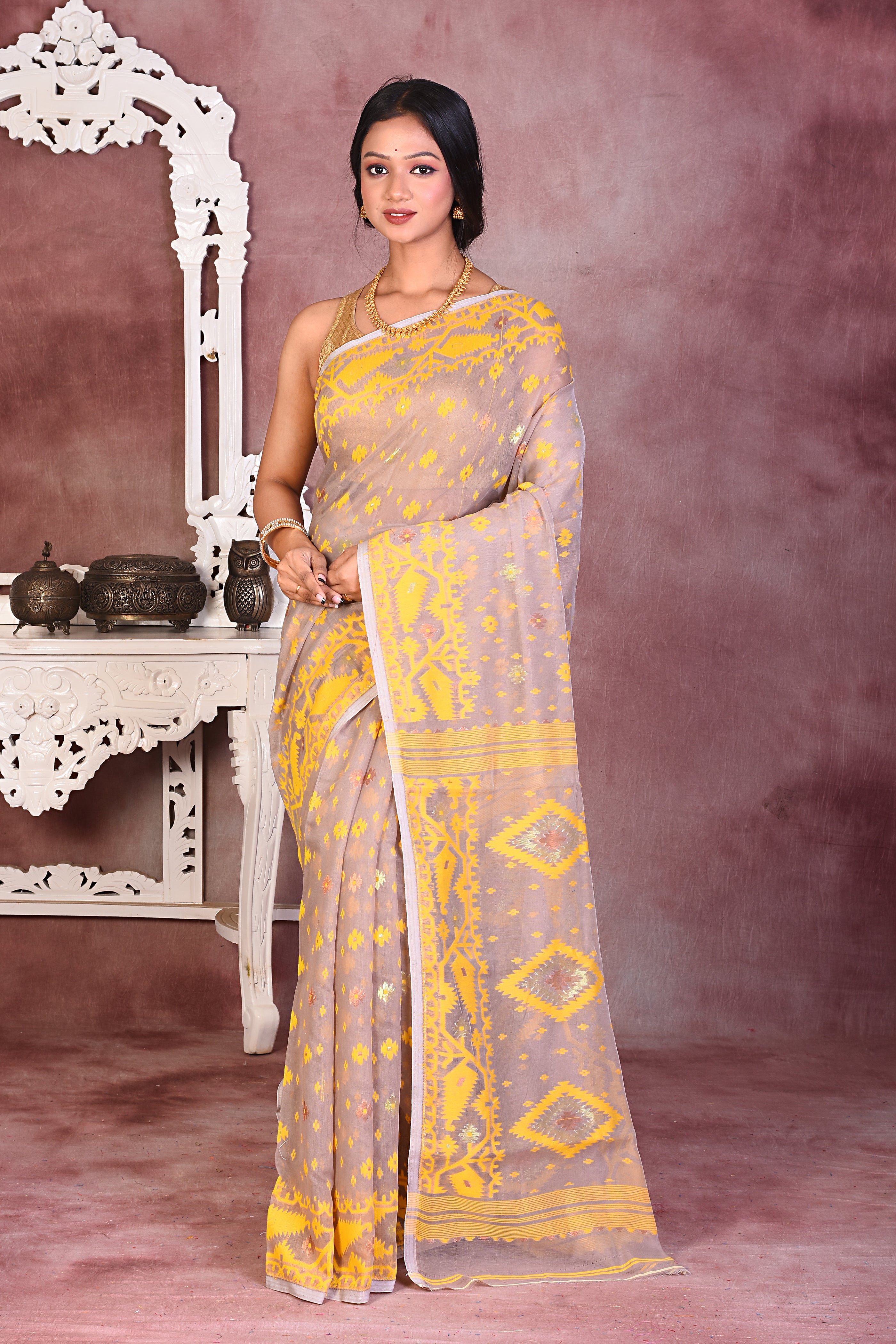 Light Brown Jamdani - Keya Seth Exclusive