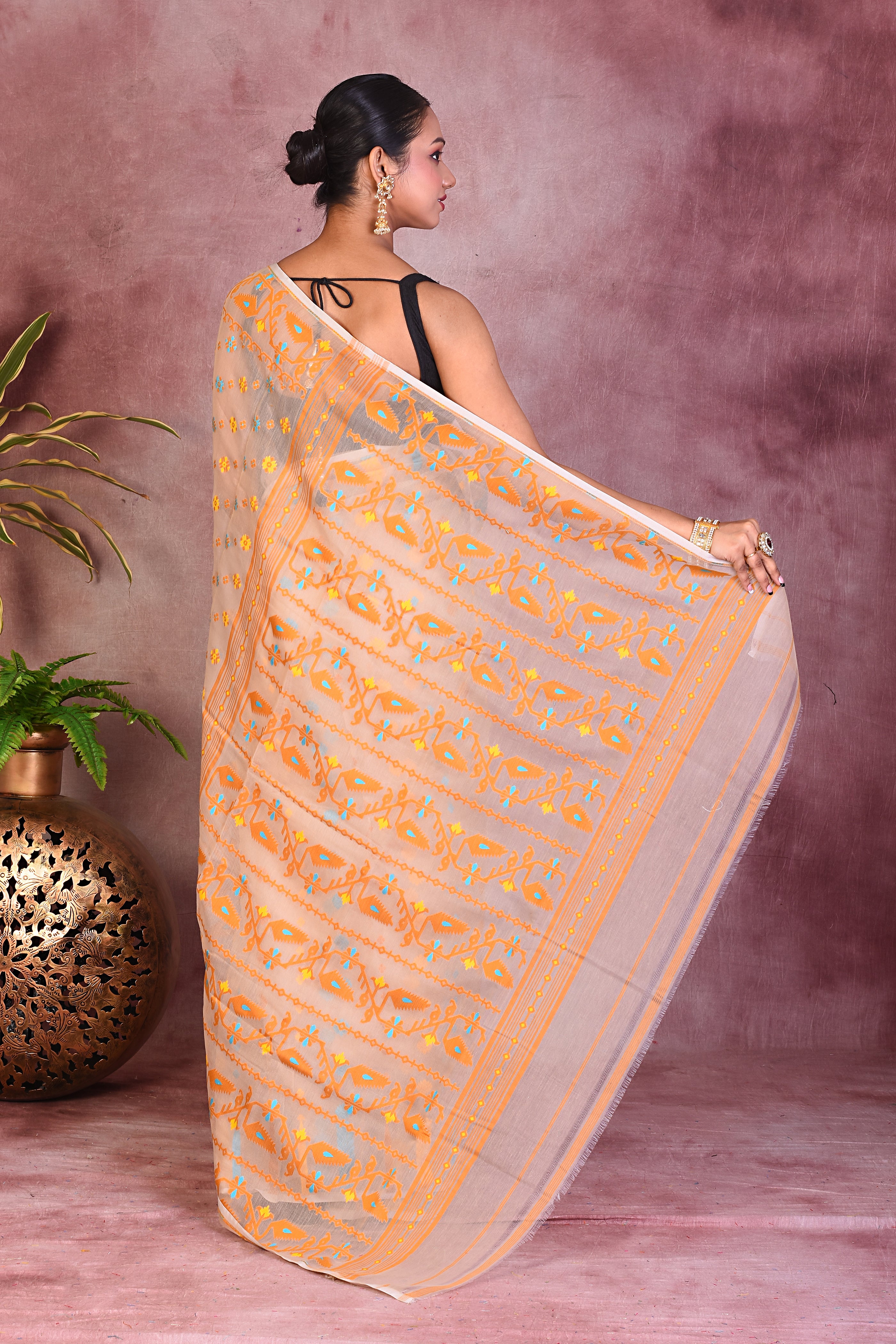 Beautiful Beige Jamdani Saree - Keya Seth Exclusive