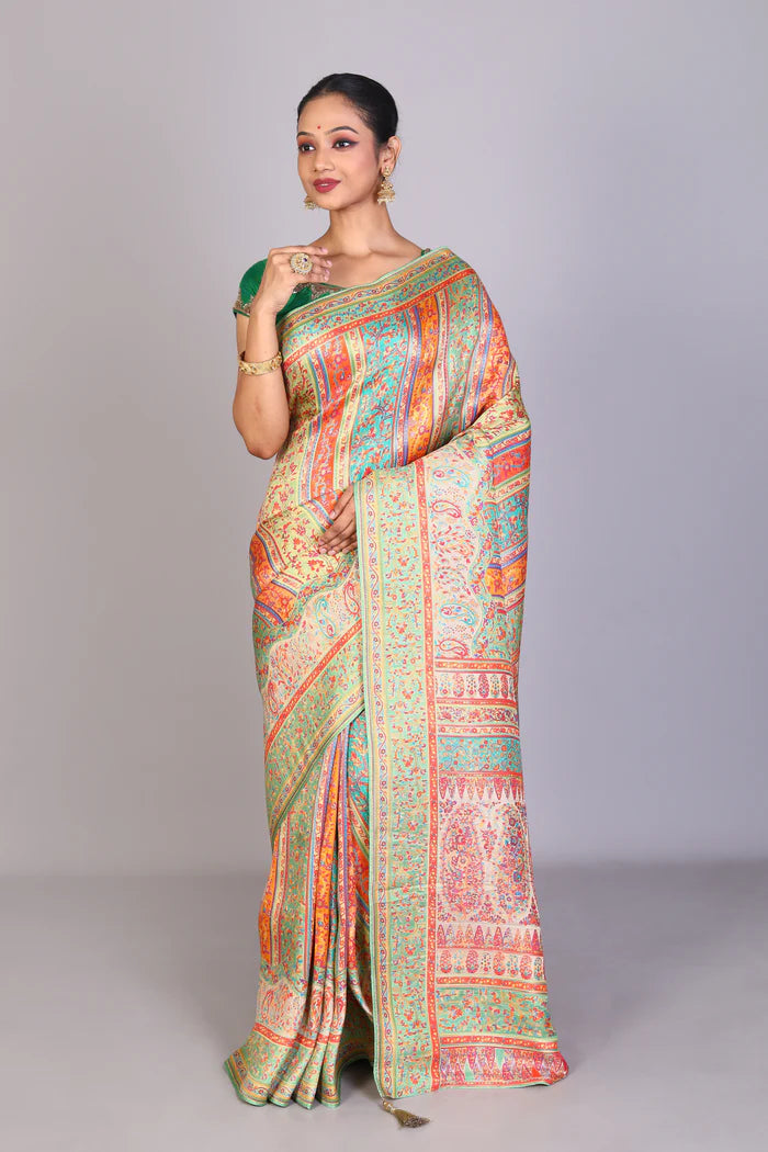 Multicolored Blended Satin Silk Saree - Keya Seth Exclusive