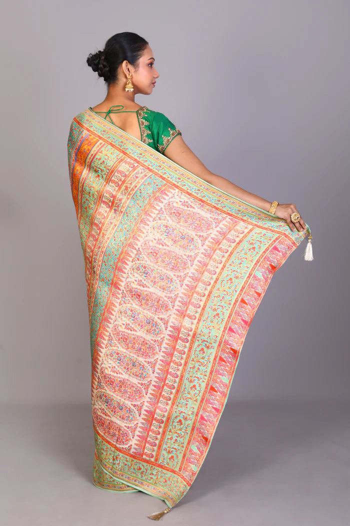 Multicolored Blended Satin Silk Saree - Keya Seth Exclusive