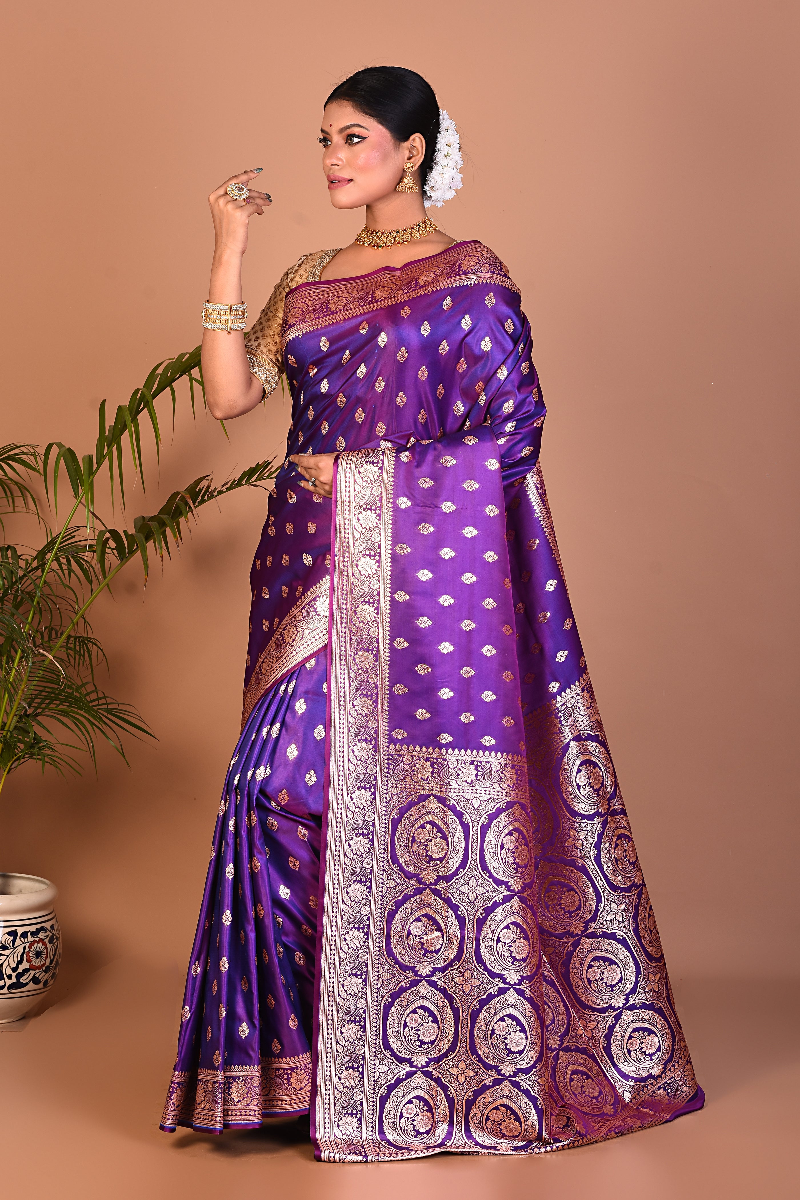 Lightweight Lilac Banarasi Saree - Keya Seth Exclusive