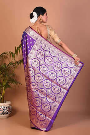 Lightweight Lilac Banarasi Saree - Keya Seth Exclusive