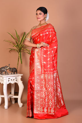 Gorgeous Bright Red Banarasi Saree - Keya Seth Exclusive