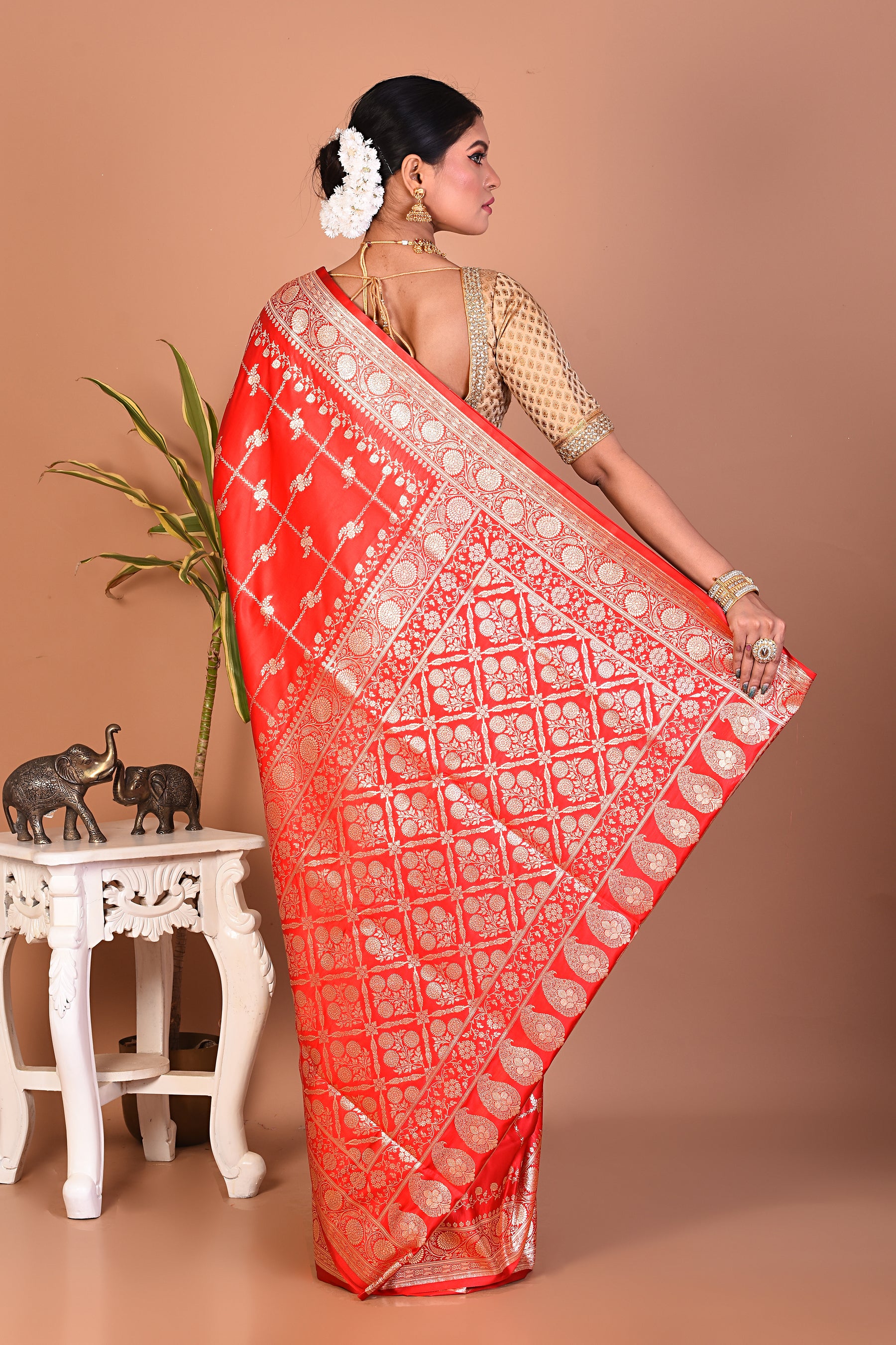 Gorgeous Bright Red Banarasi Saree - Keya Seth Exclusive