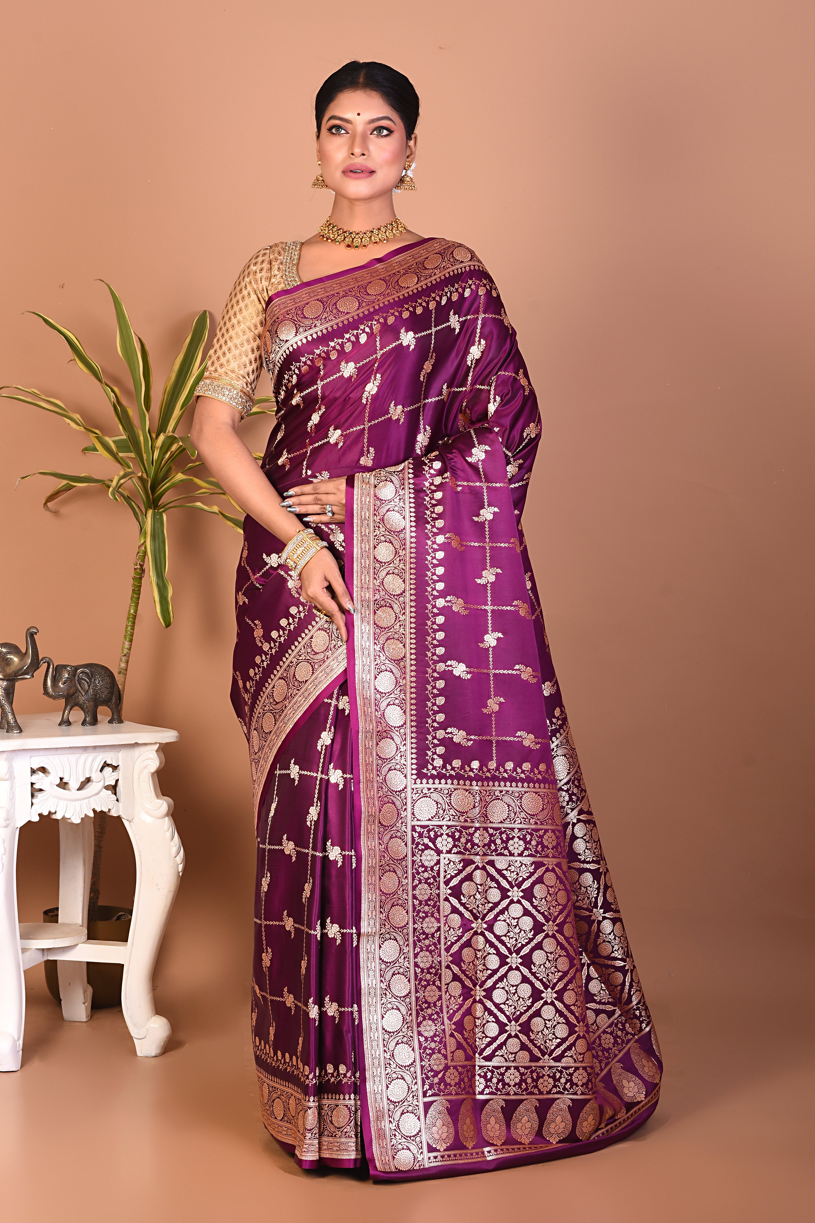 Gorgeous Purple Banarasi Saree - Keya Seth Exclusive